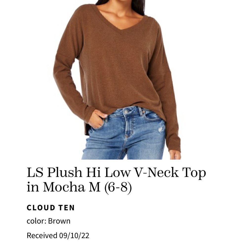 LS Plush Hi Low V Neck Top Size M Mocha Excellent condition - Picture 4 of 4